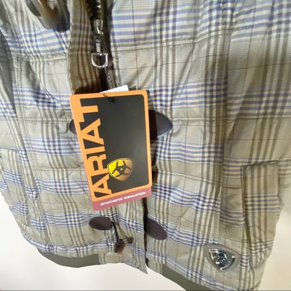 Ariat green Burberry pattern vest - Picture 4 of 6